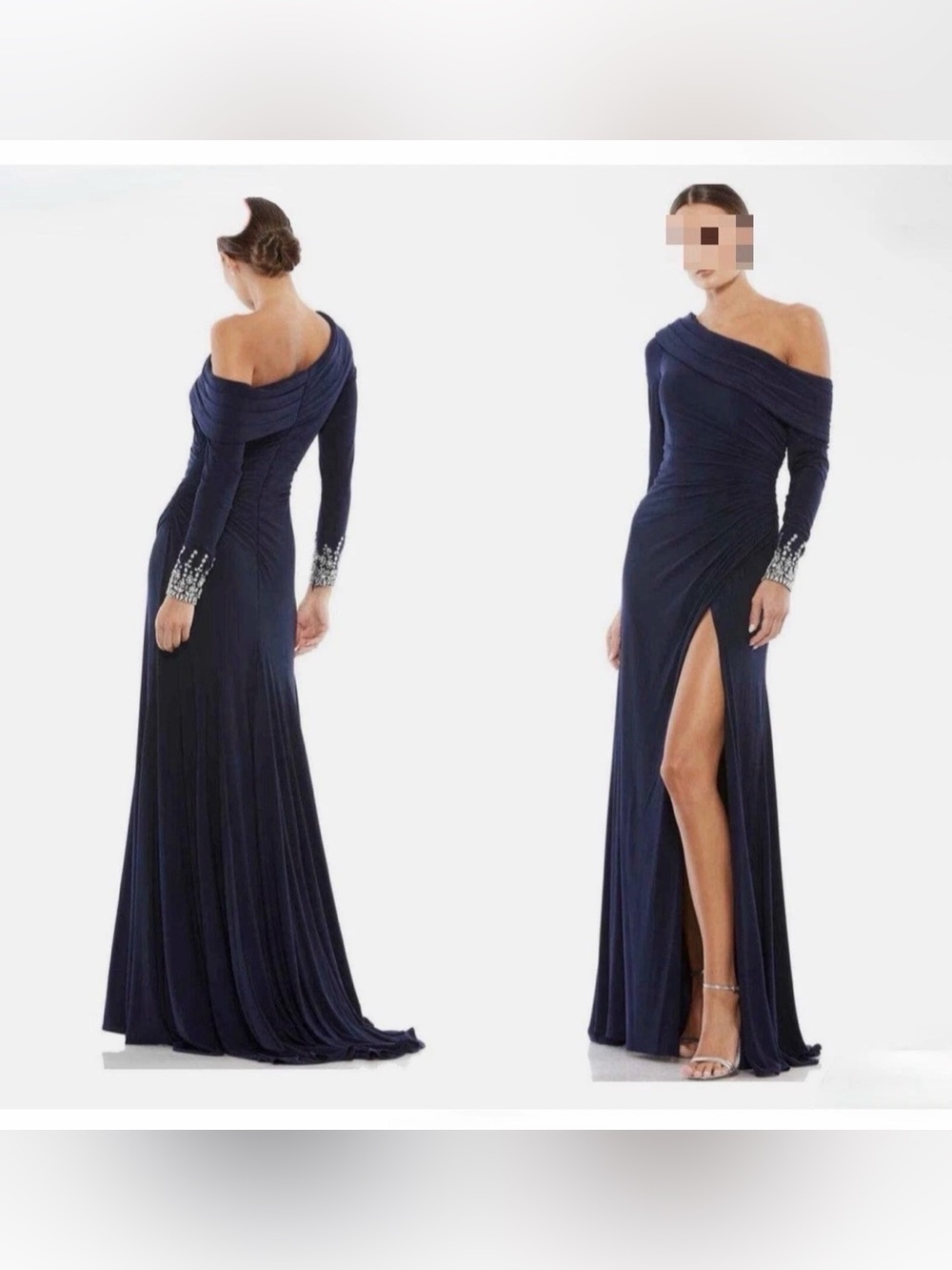 MAC DUGGAL EVENING JEWEL CUFFED ASYMMETRICAL LONG GOWN SIZE 6 NWOT